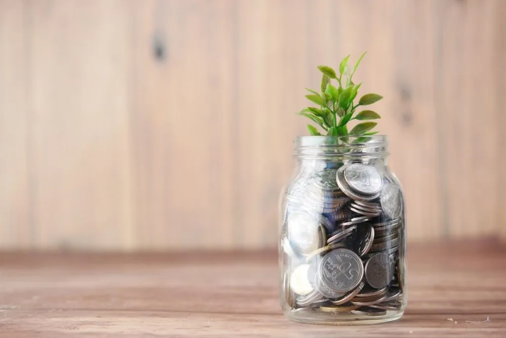 a-glass-jar-filled-with-coins-and-a-plant-incentiva+consulting jarro com moedas e uma planta no incentiva+consulting